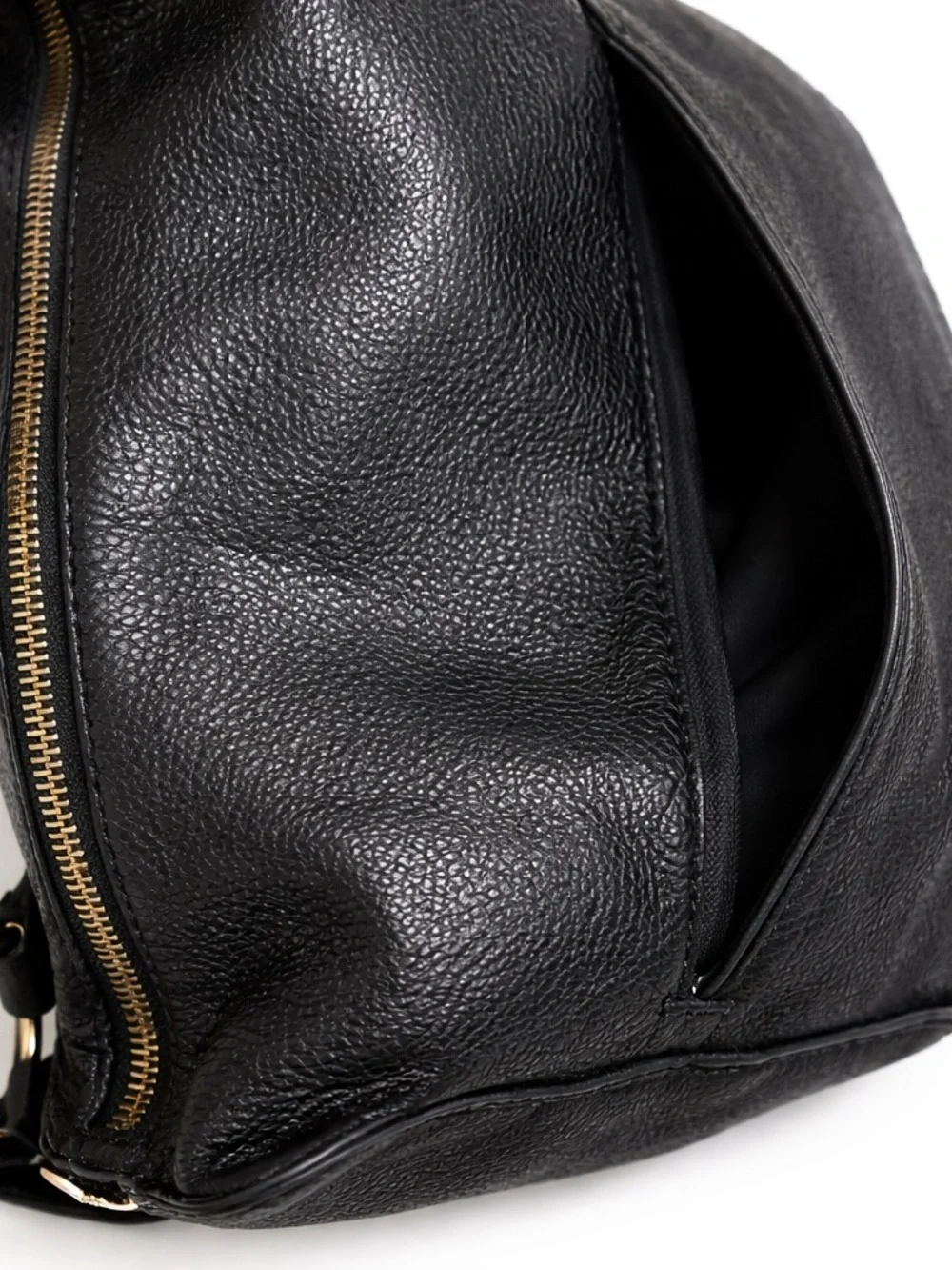 Michael Kors Fulton Hobo Bag Black Leather Gold Logo Shoulder Bag Large - Picture 4 of 7